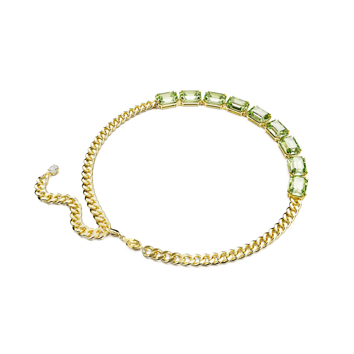 Swarovski Millenia necklace, Octagon cut, Green, Gold